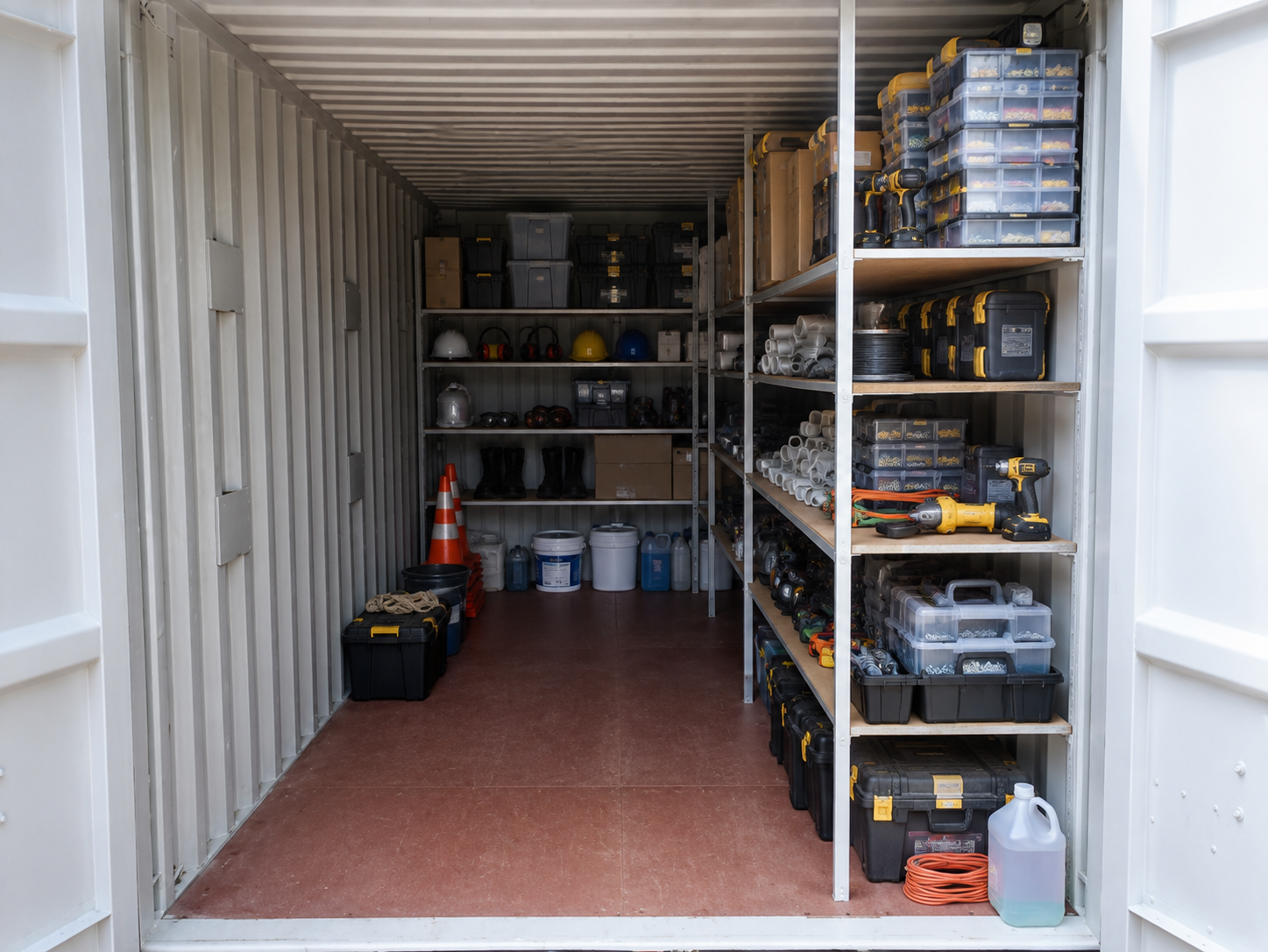 Container almoxarifado - interior organizado